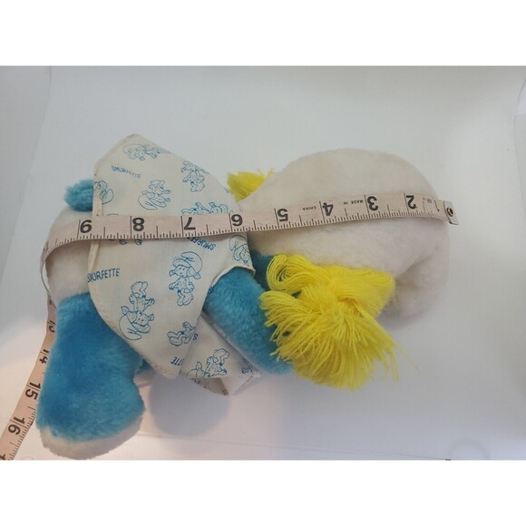 Vintage Smurfette Plush Smurf Character From 1981 10" Sitting Korea Peyo Wallace - Picture 12 of 12